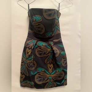 French Connection floral/bohemian strapless dress with pockets